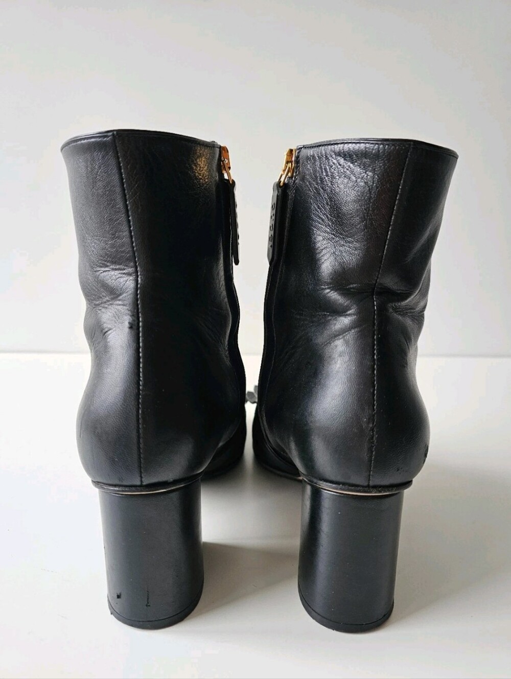 Gucci Marmont Gold GG Logo Black Leather Fringe Ankle Boots EU 38, US 7.5 - Picture 13 of 14